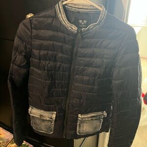 Jacket with Denim Trim